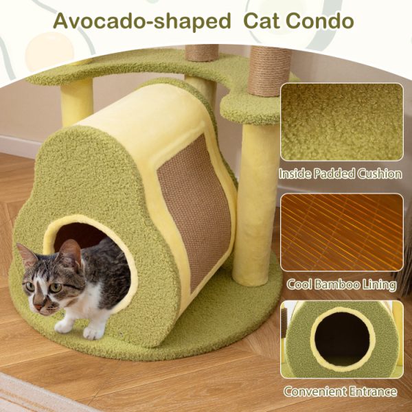 multi level avocado cat tree with private condo 16