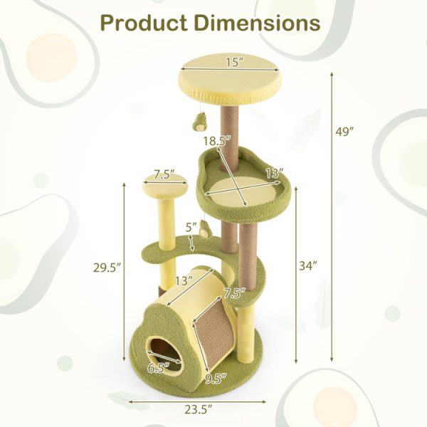 multi level avocado cat tree with private condo 18