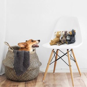 rustic denim plush durable chewable squeaky dog toy bear 21