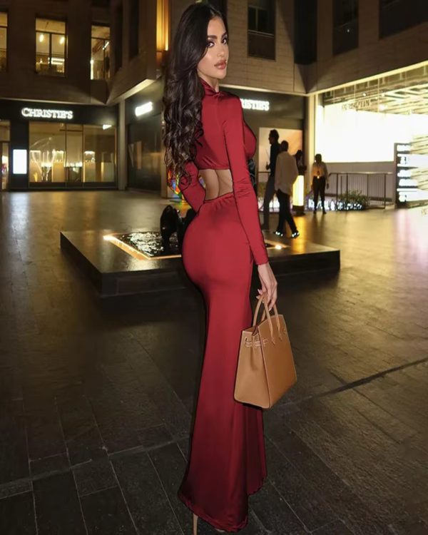 shannon long sleeve cutout ruched maxi dress 16