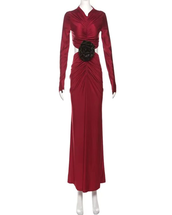 shannon long sleeve cutout ruched maxi dress 17