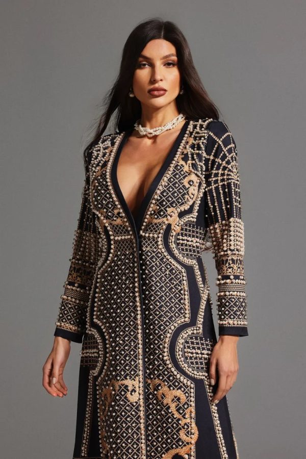 werko long sleeves v neck pearl coat 12