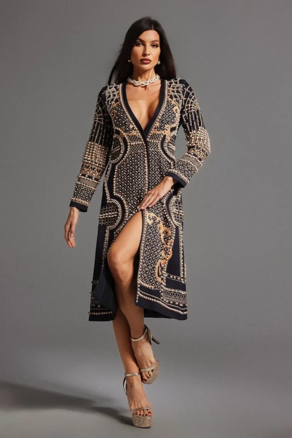 werko long sleeves v neck pearl coat 14