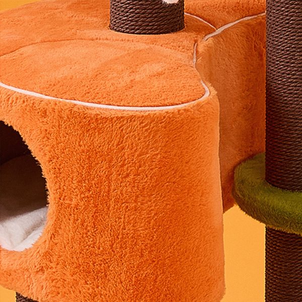 whimsical pumpkin shaped cat tree 16