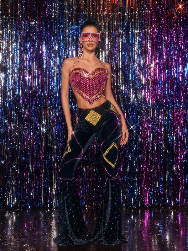 clea heart crystal pants set 400