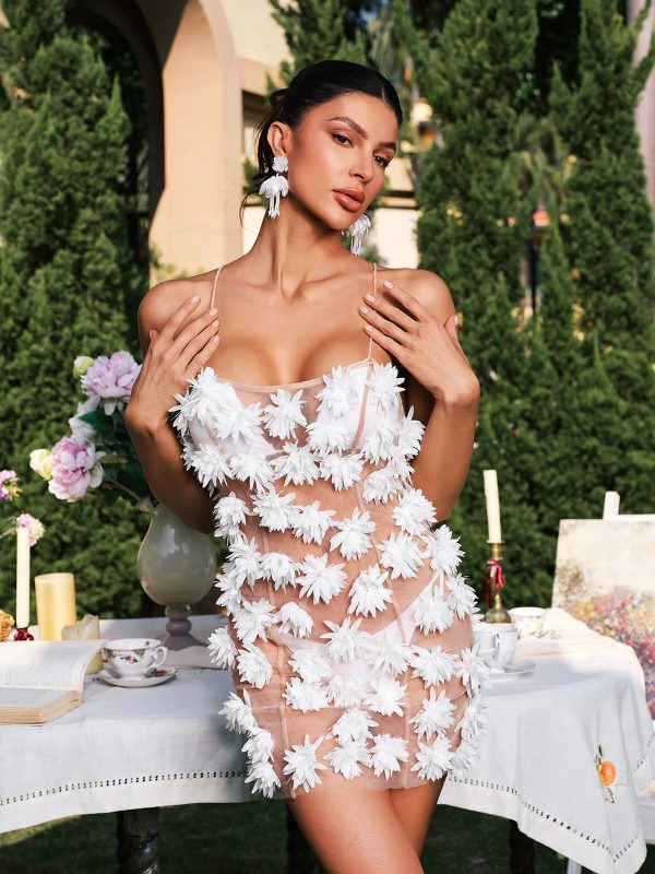 dakota spaghetti flower mesh mini dress 11