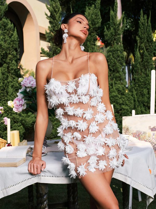 dakota spaghetti flower mesh mini dress 13