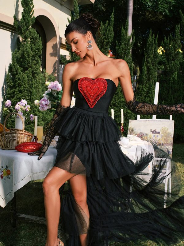 dalit strapless heart crystal skirt set 13