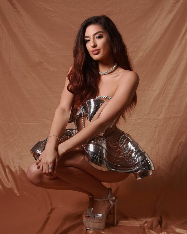 kretska crystal metallic skirt set in silver 21