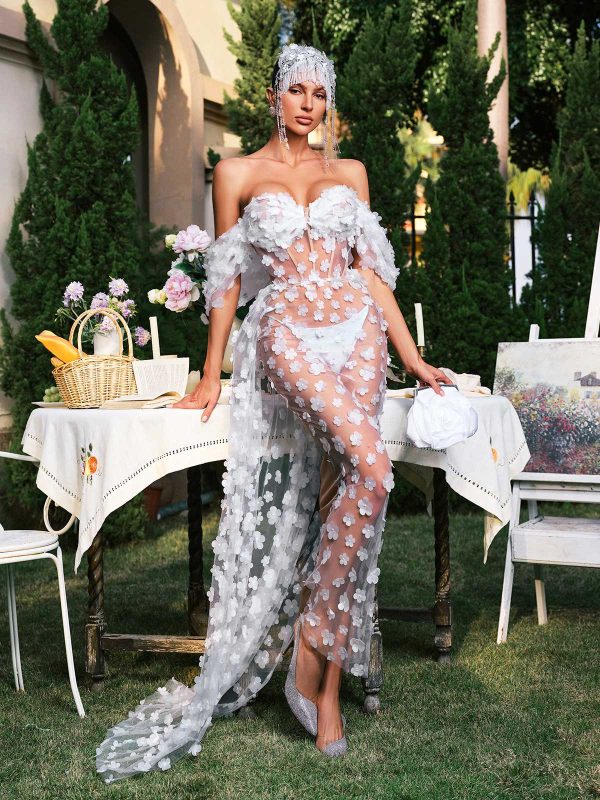 oksana flower corset maxi dress in white 14