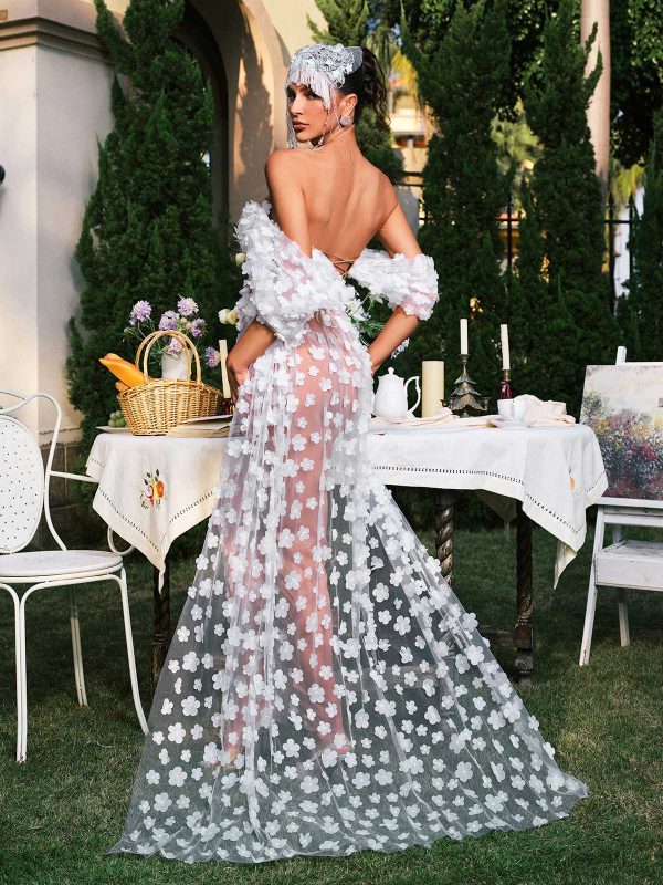 oksana flower corset maxi dress in white 16