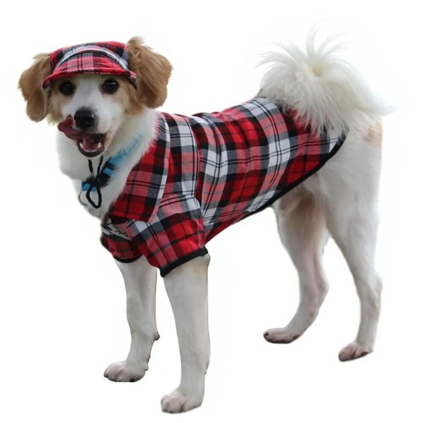 plaid oxford sun protection adjustable dog hat & coat set 16