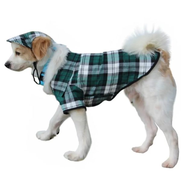 plaid oxford sun protection adjustable dog hat & coat set 17