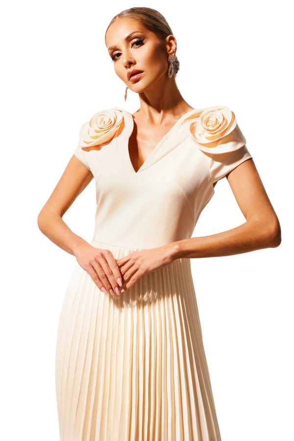 verga v neck flowers pleated maxi dress 13