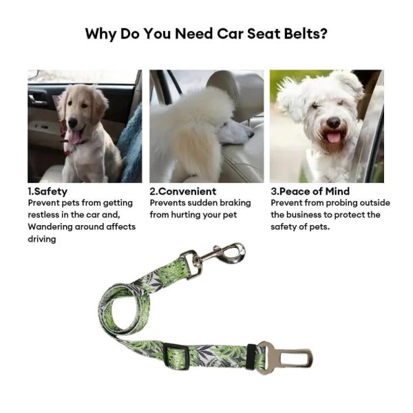 adjustable printed nylon dog leash pet car seat belt 15