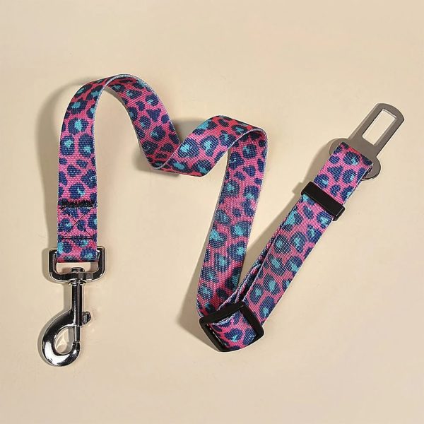 adjustable printed nylon dog leash pet car seat belt 17