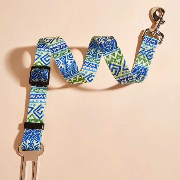 adjustable printed nylon dog leash pet car seat belt 18