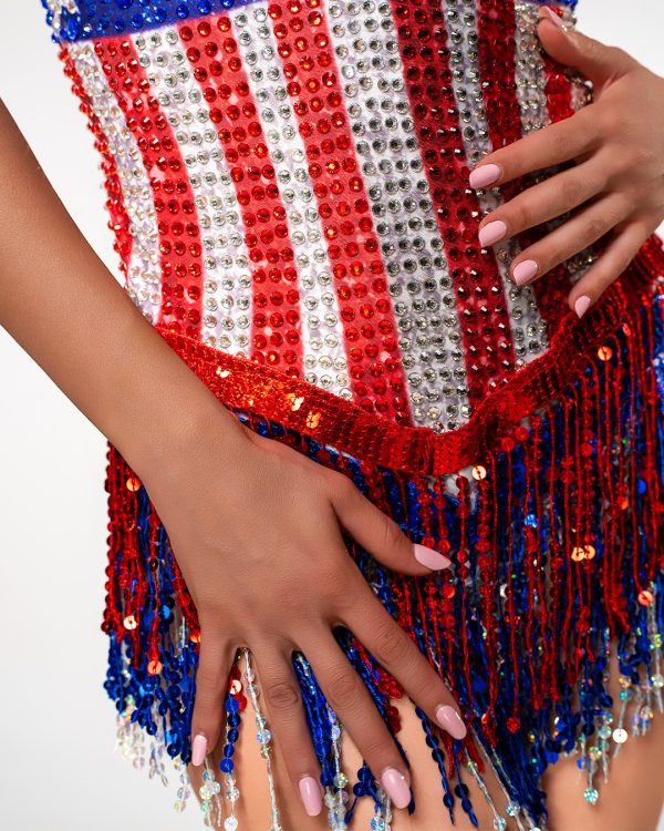 bexara spaghetti rhinestone fringe bodysuit in multi 25