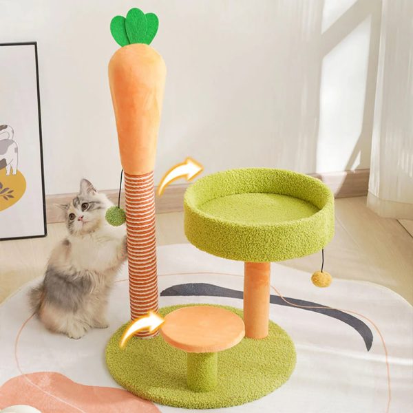 carrot sisal scratch resistant double layer platform small cat tree 16