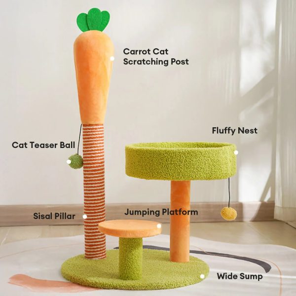 carrot sisal scratch resistant double layer platform small cat tree 18