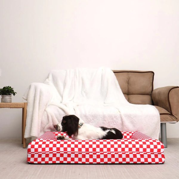 classic checkerboard waterproof orthopedic support large dog bed 14