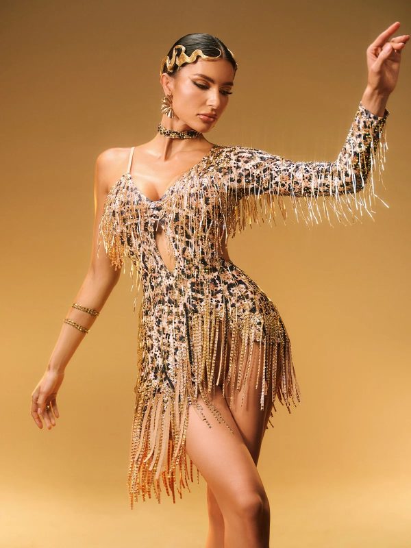 elyon cutout leopard fringe mini dress 13