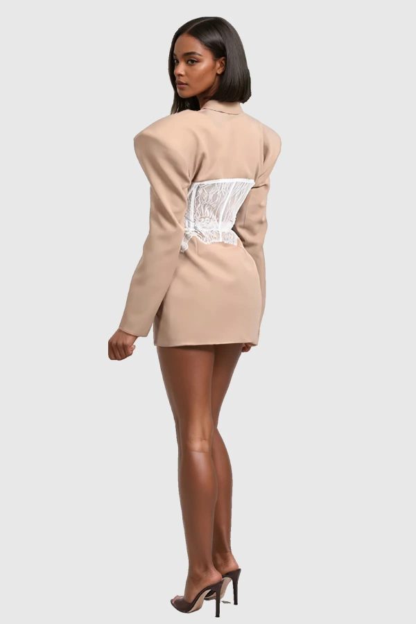 eormenburh deconstructed lace lapel blazer in khaki 16