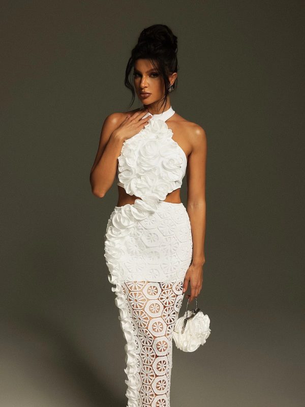 festus halterneck cutout bandage maxi dress 18