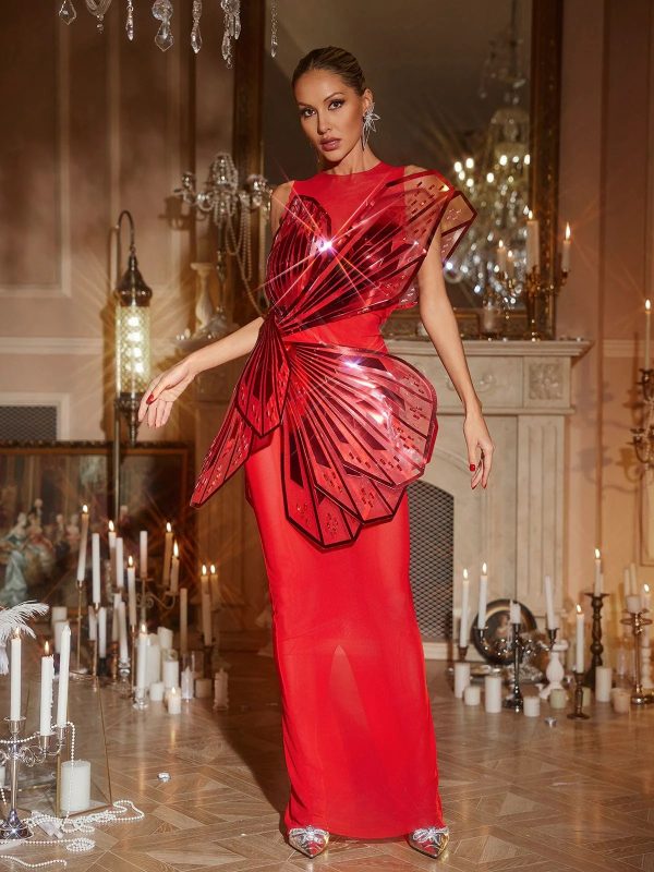 jaidlynn butterfly embellished maxi dress in red 15