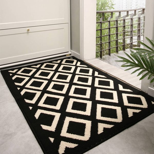 modern checkered anti stain non slip front door mat for muddy dog paws 13