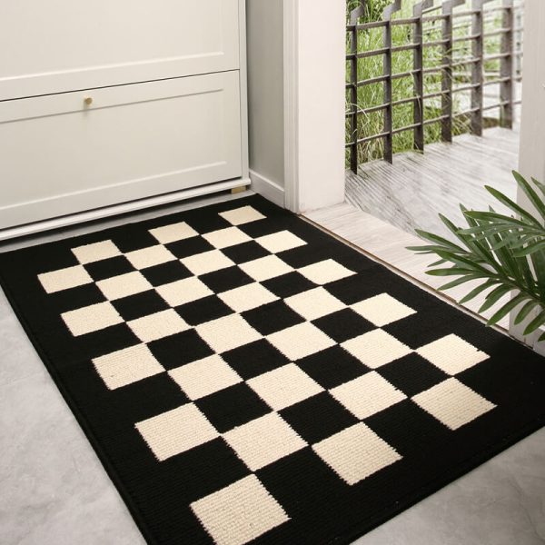 modern checkered anti stain non slip front door mat for muddy dog paws 16