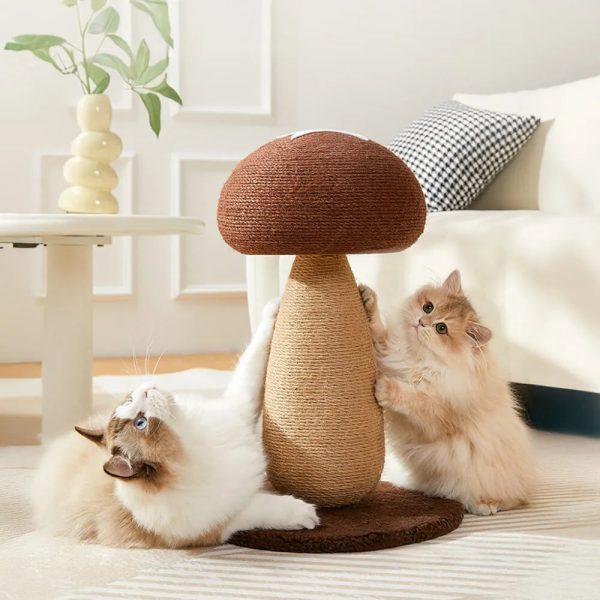 mushroom shaped natural sisal scratching post for large cats 22