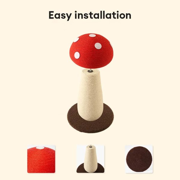 mushroom shaped natural sisal scratching post for large cats 26