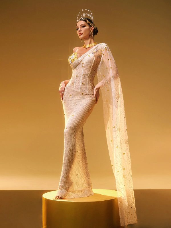nebulae one shoulder rhinestone maxi dress 15