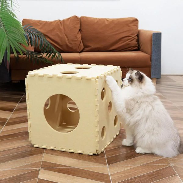 removable multifunctional scratch resistant felt cloth cat house cube 14