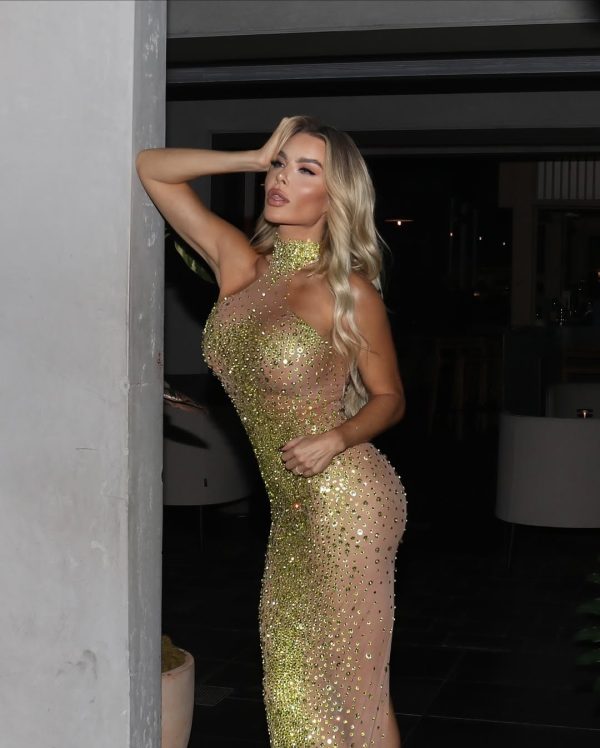 shawnette ombre halterneck rhinestone maxi dress in yellow 21