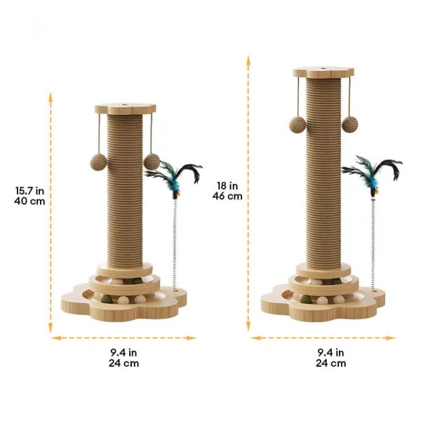 sturdy cat scratching post with rotating track & teaser ball 21
