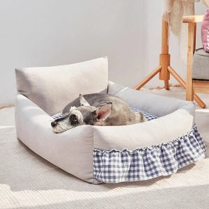 stylish ruffled enhanced backrest washable dog & cat sofa bed 11