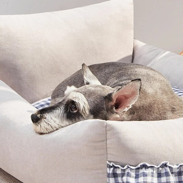 stylish ruffled enhanced backrest washable dog & cat sofa bed 12
