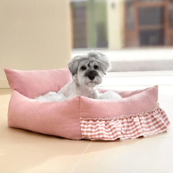 stylish ruffled enhanced backrest washable dog & cat sofa bed 13