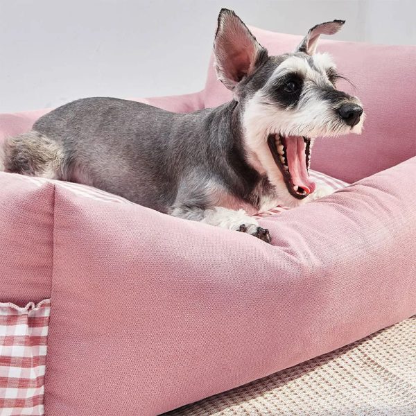 stylish ruffled enhanced backrest washable dog & cat sofa bed 14