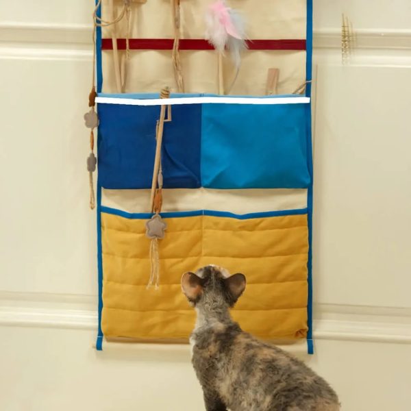 wall mounted multi pocket cat toy storage bag 11