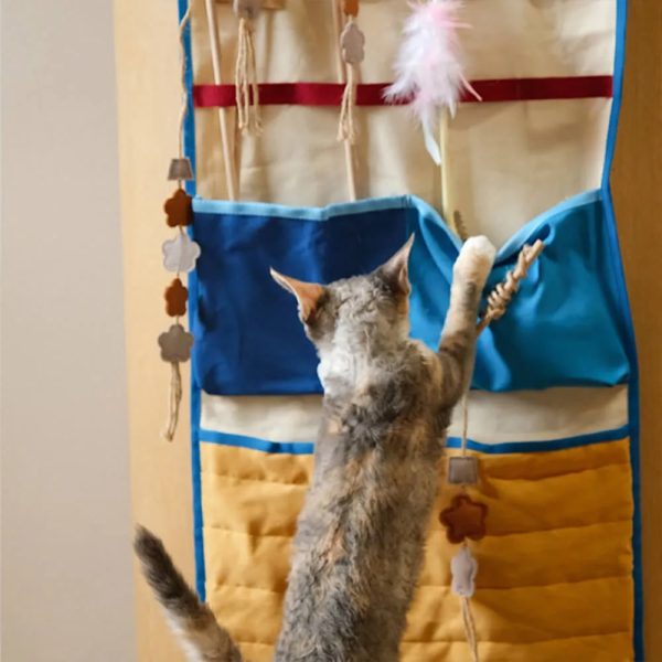wall mounted multi pocket cat toy storage bag 12