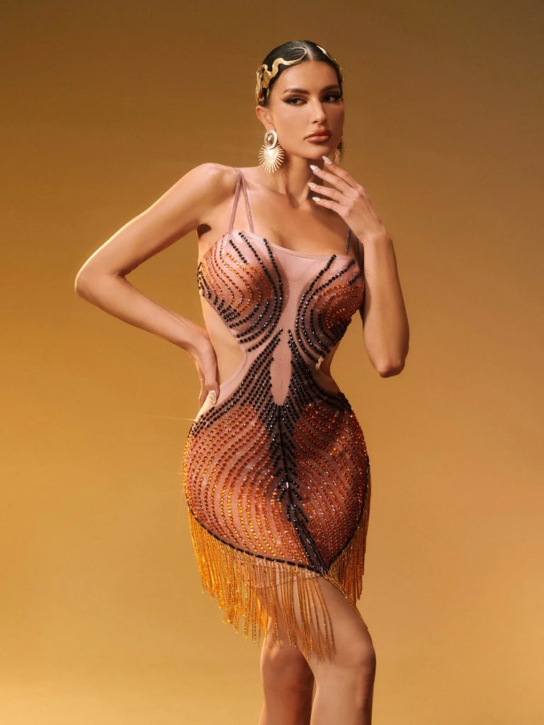 zenitha rhinestone fringe mini dress 11