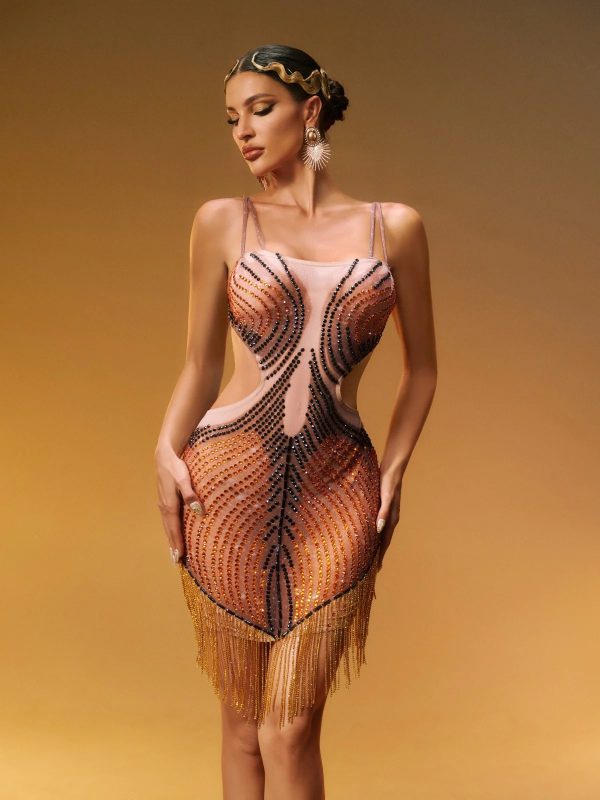 zenitha rhinestone fringe mini dress 13