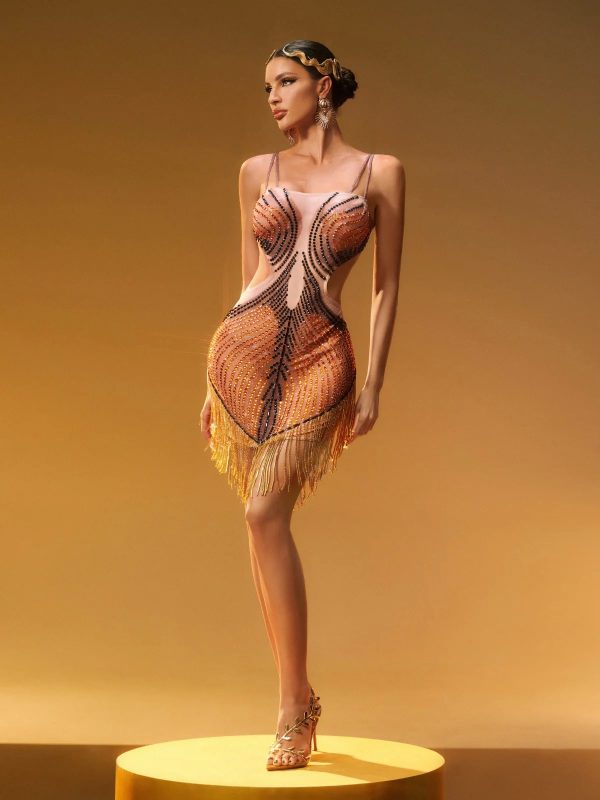 zenitha rhinestone fringe mini dress 14