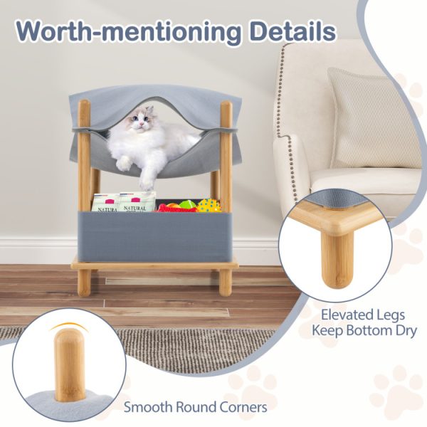 2 tier wooden felt cat house 13