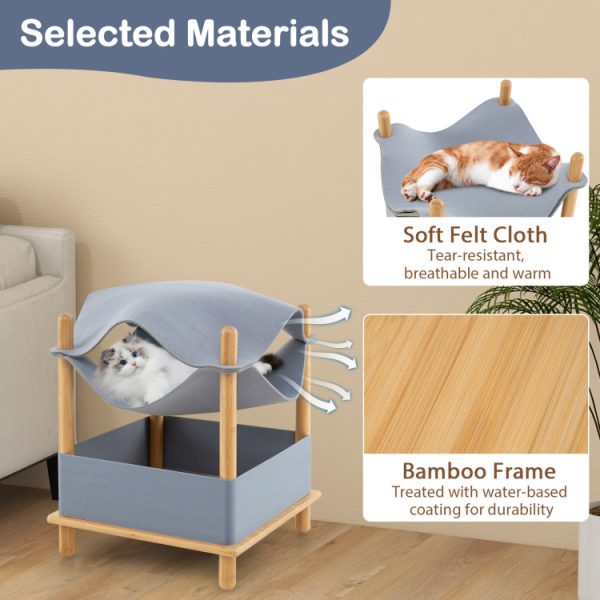 2 tier wooden felt cat house 17