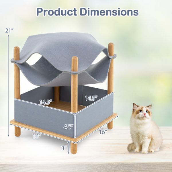 2 tier wooden felt cat house 18