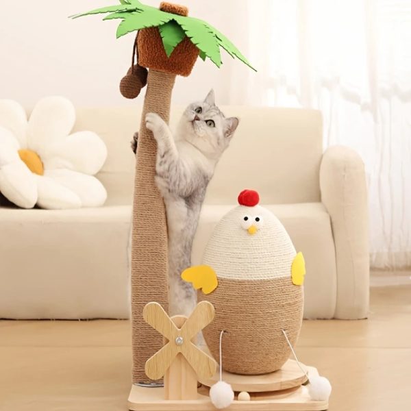coconut sisal cat tree with chicken shaped scratching post 11